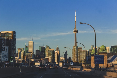 Highway view of Toronto city